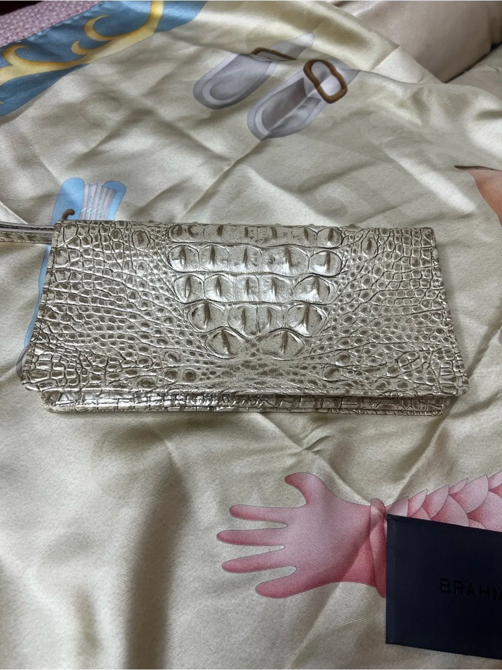 Brahmin AnnMarie Stardust Metallic CrocEmbossed Convertible Travel Wallet Clutch - Picture 7 of 10